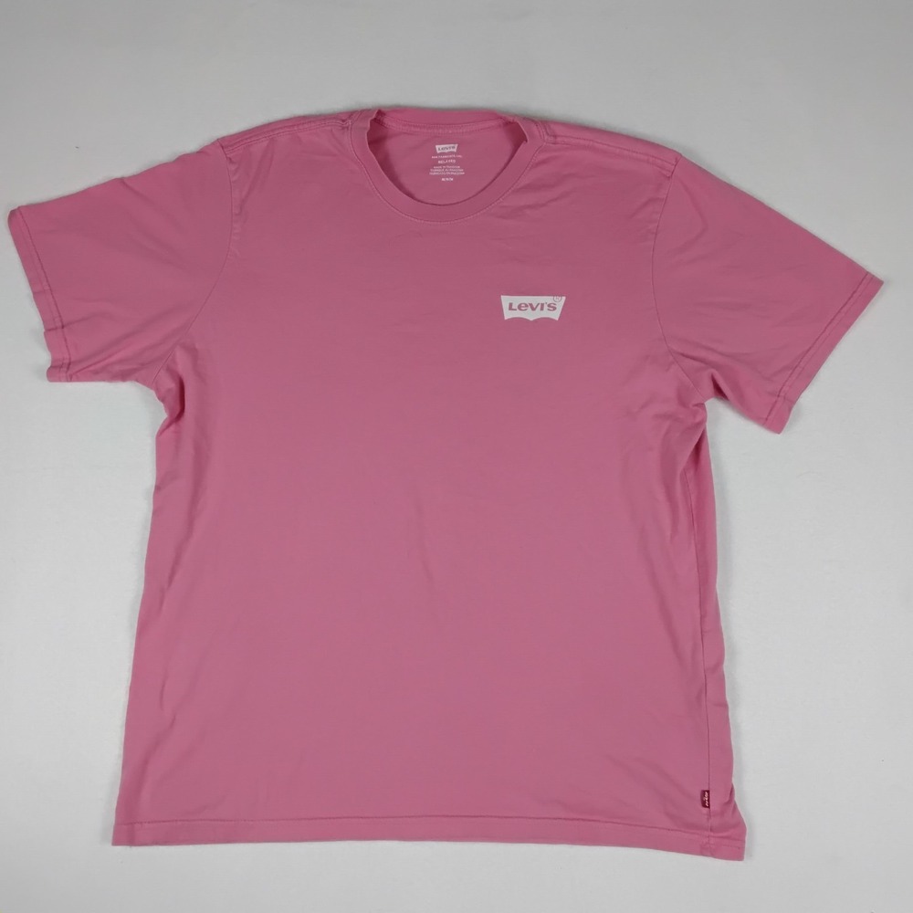 Levi's Womens Pink Relaxed Fit T-Shirt Batwing Logo Tee Graphic Back Size M